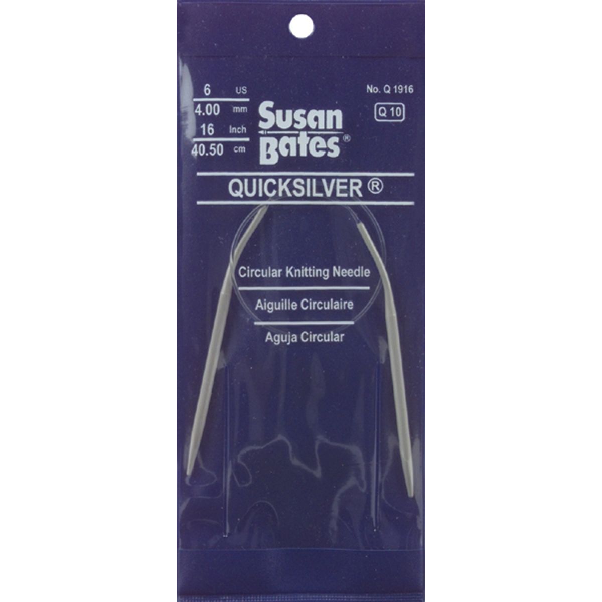 Susan Bates Quicksilver Circular Knitting Needle 16" Size 10