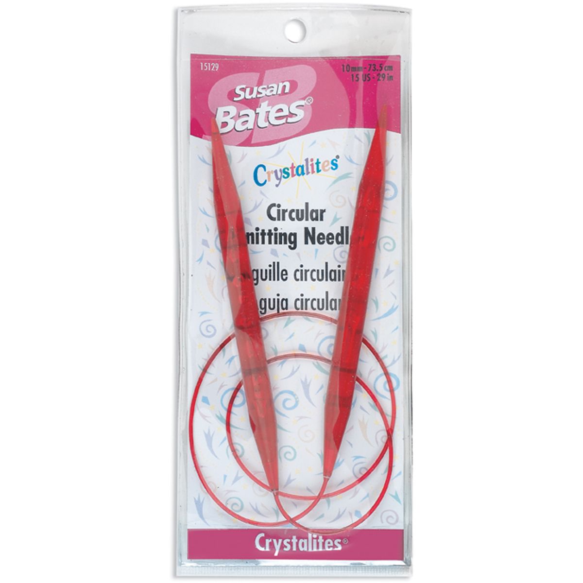 Susan Bates Crystalites Circular Knitting Needle 29" Size 15 Red