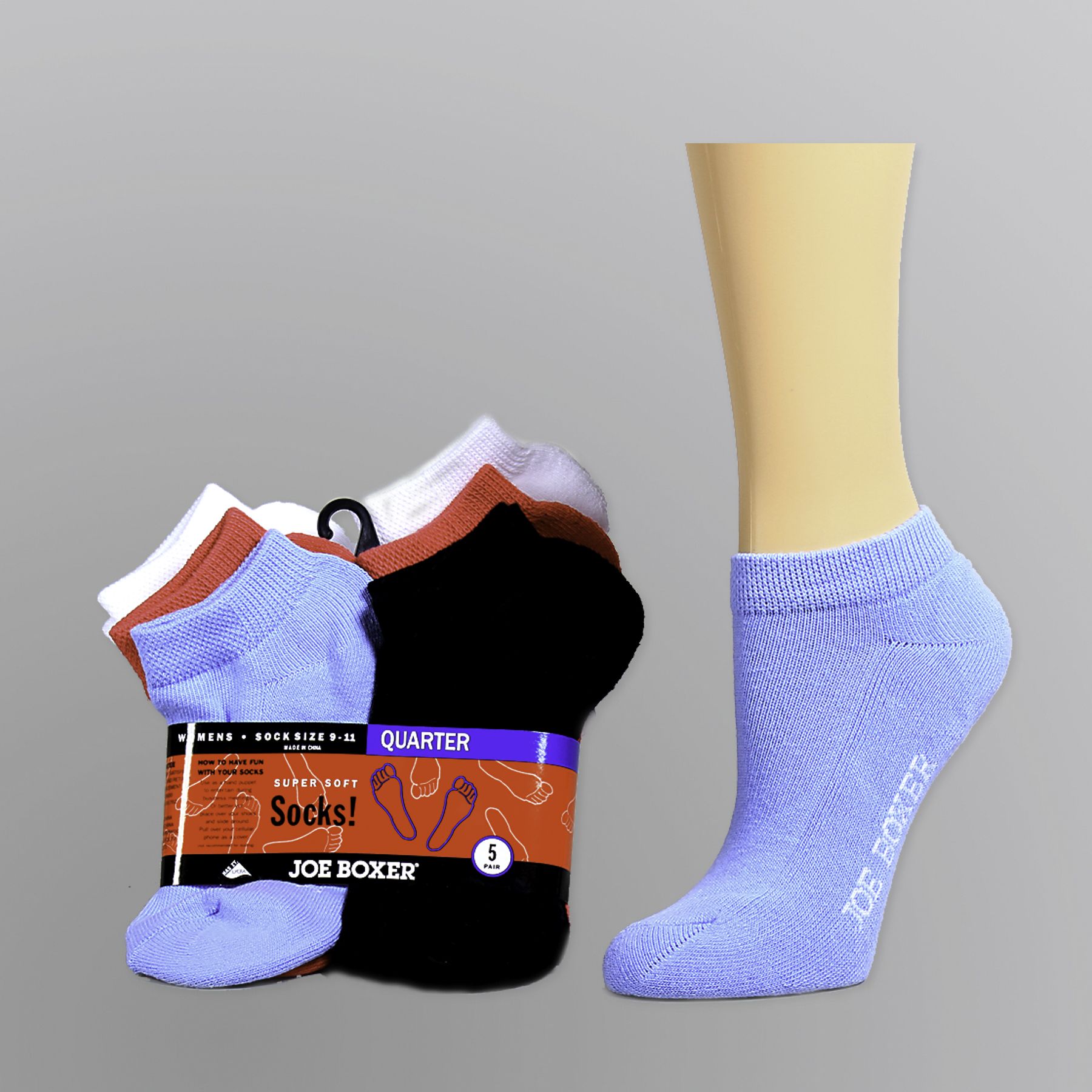 Joe Boxer Women&#8217;s Socks 5pk Super Soft Quarter Blue Black