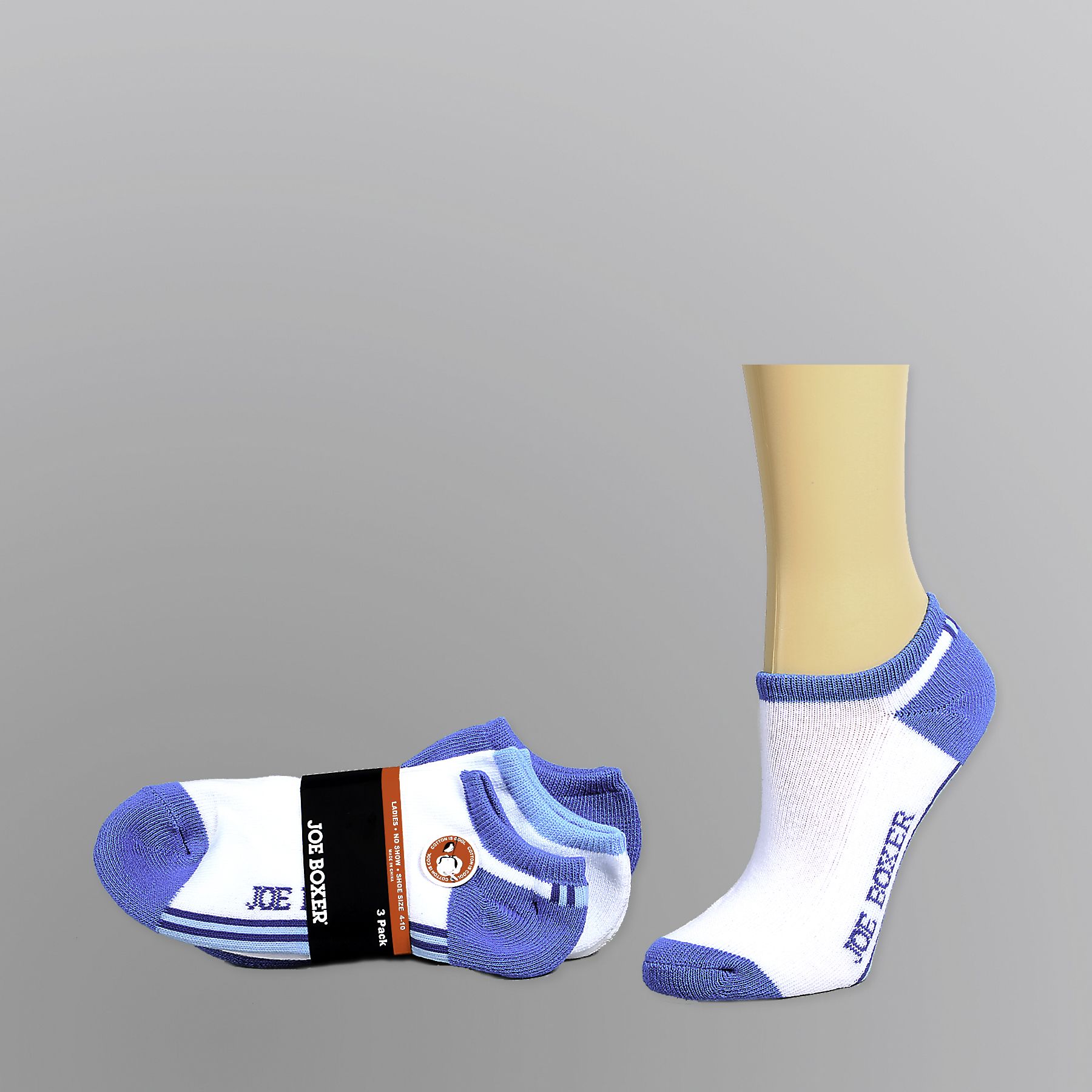 Joe Boxer Women&#8217;s Socks 3pk No-Show Ankle White Turquoise