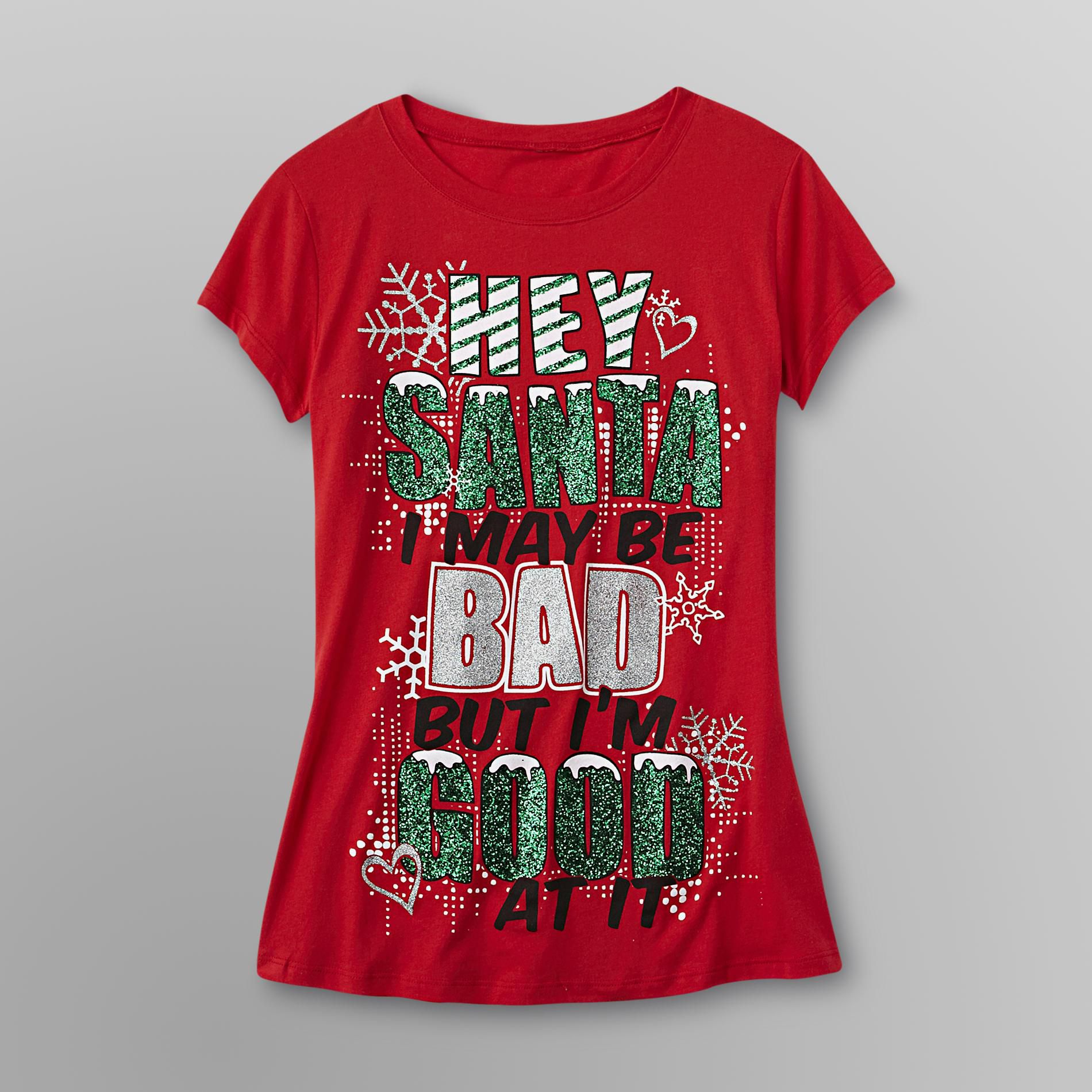 Junior's Holiday Graphic T-Shirt - Hey Santa