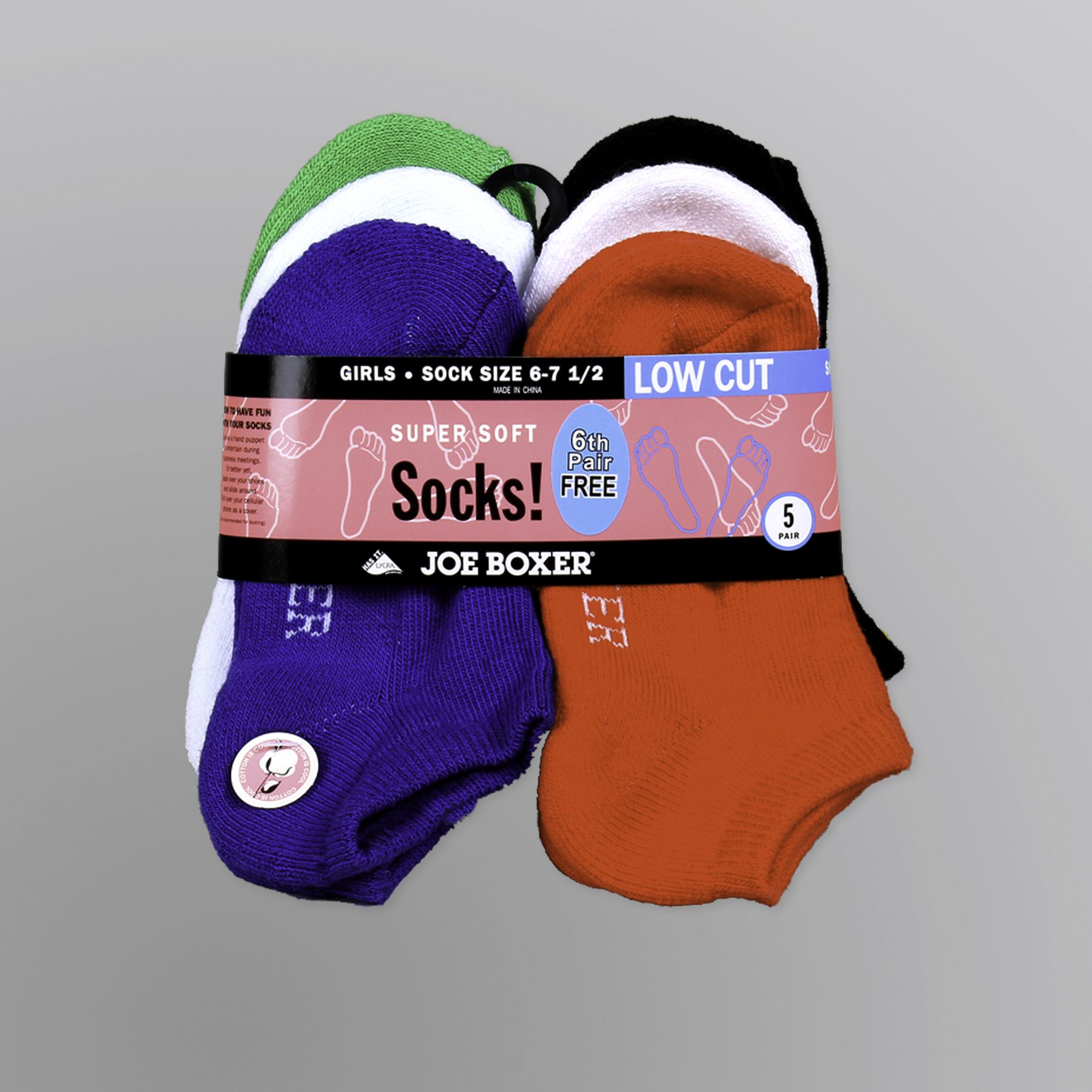 Joe Boxer Girl&#8217;s Socks 6pk Super Soft Cotton Blend