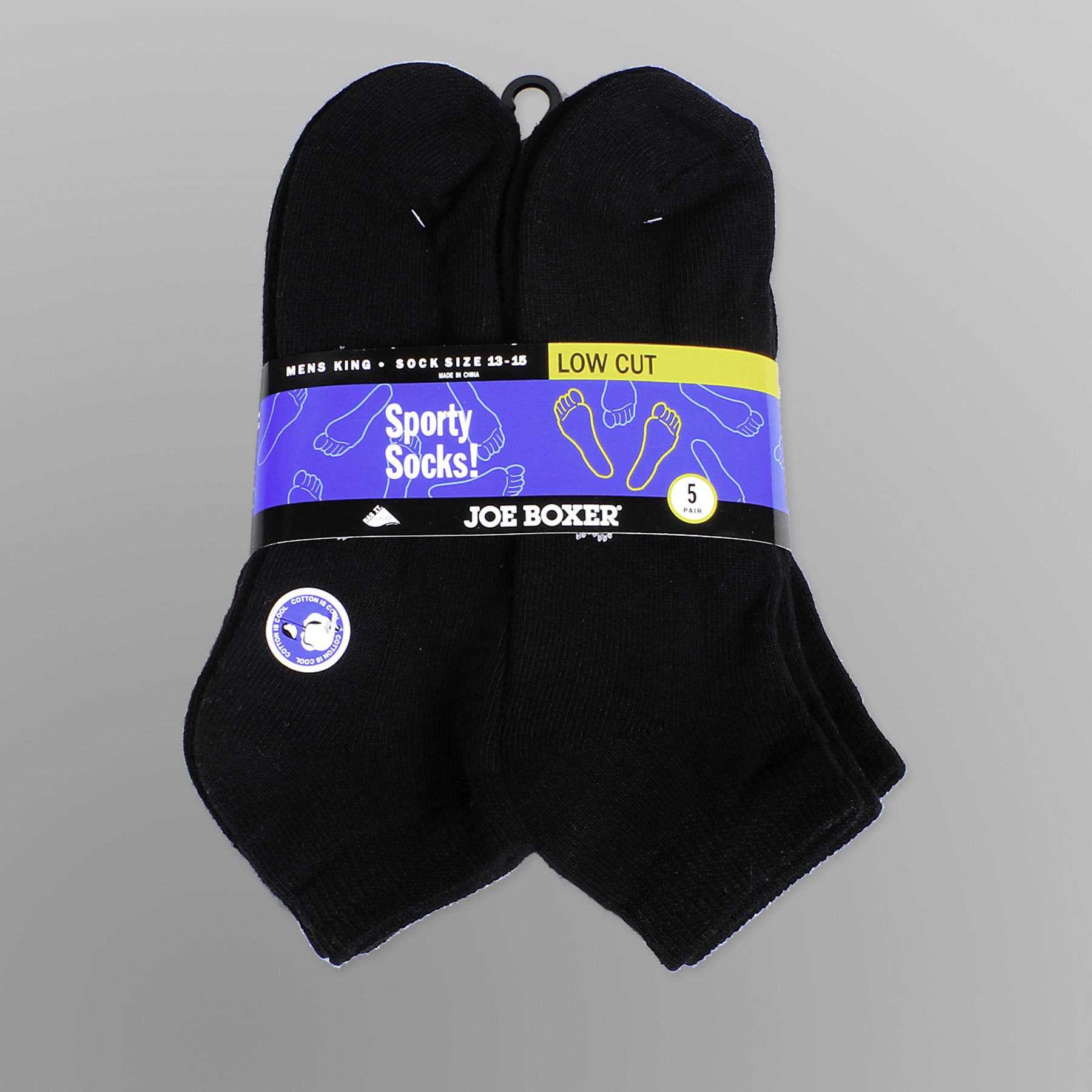 Joe Boxer Men’s Socks Low Cut Sporty Cotton Blend Black