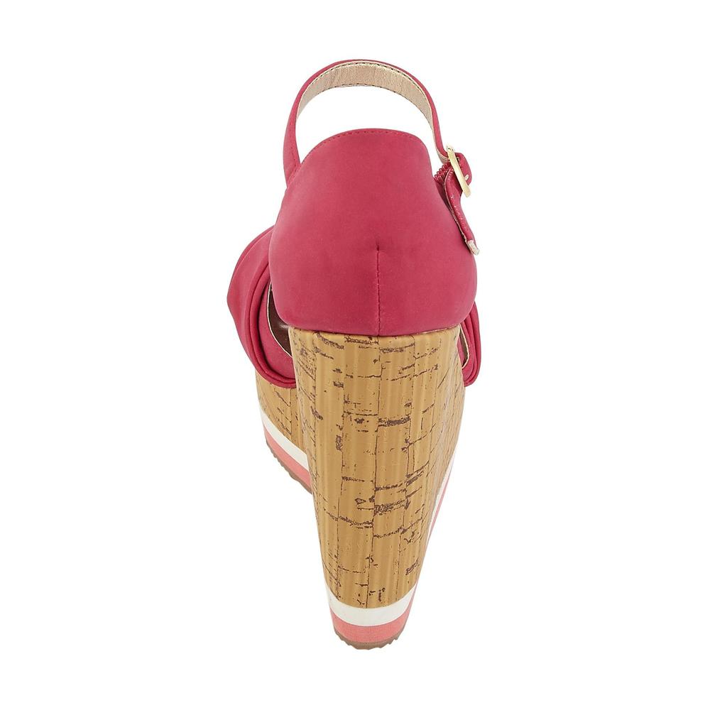 Qupid Women's Boteco-02 Colorblock Wedge Sandal - Fuchsia
