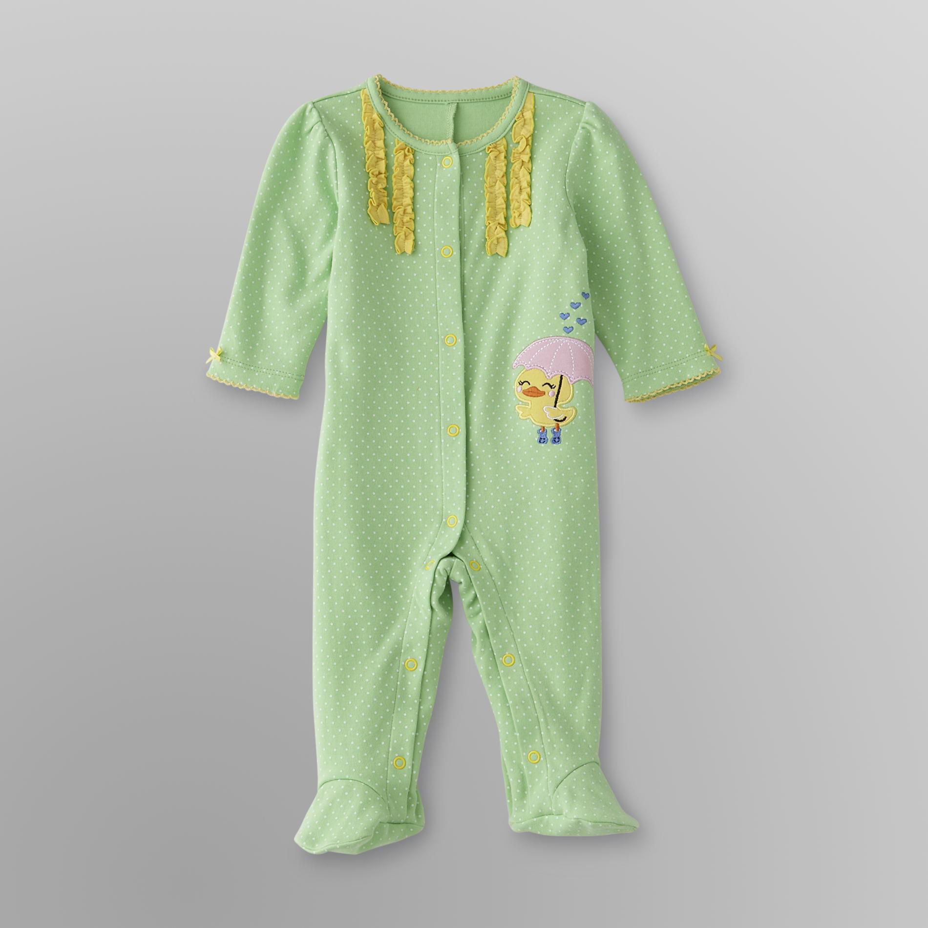Little Wonders Newborn Girl's Sleeper Pajamas - Duck