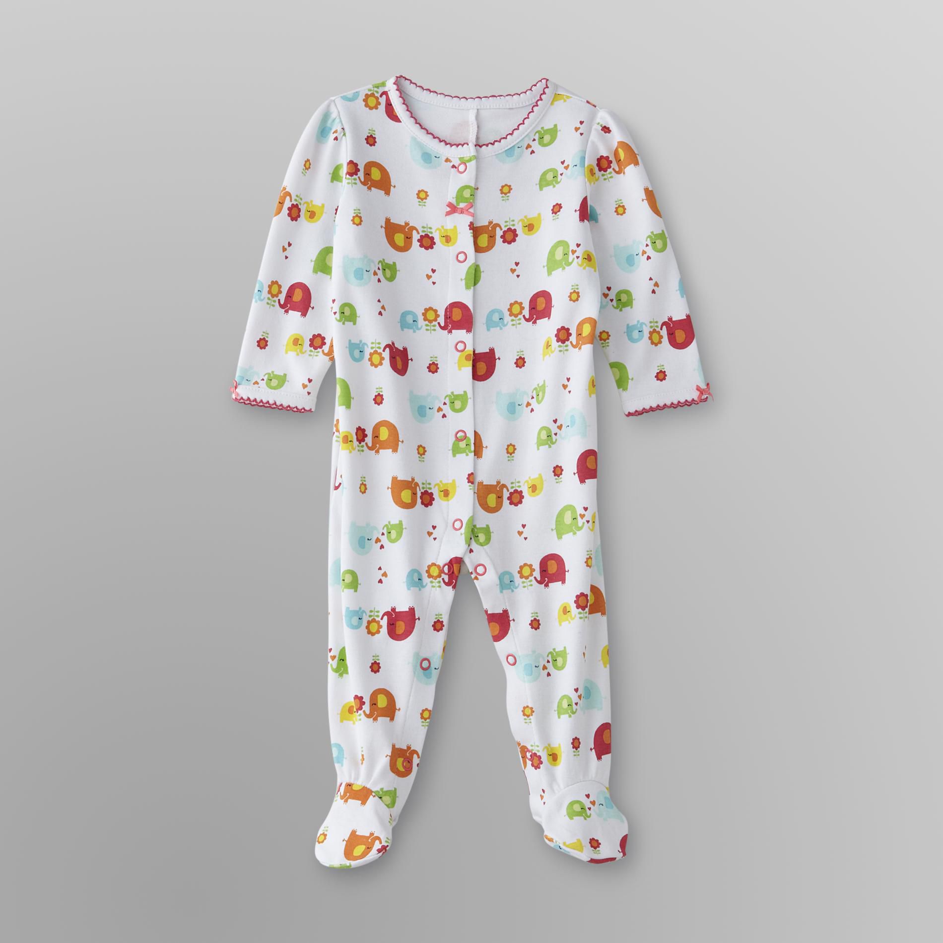 Little Wonders Newborn Girl's Sleeper Pajamas - Elephants