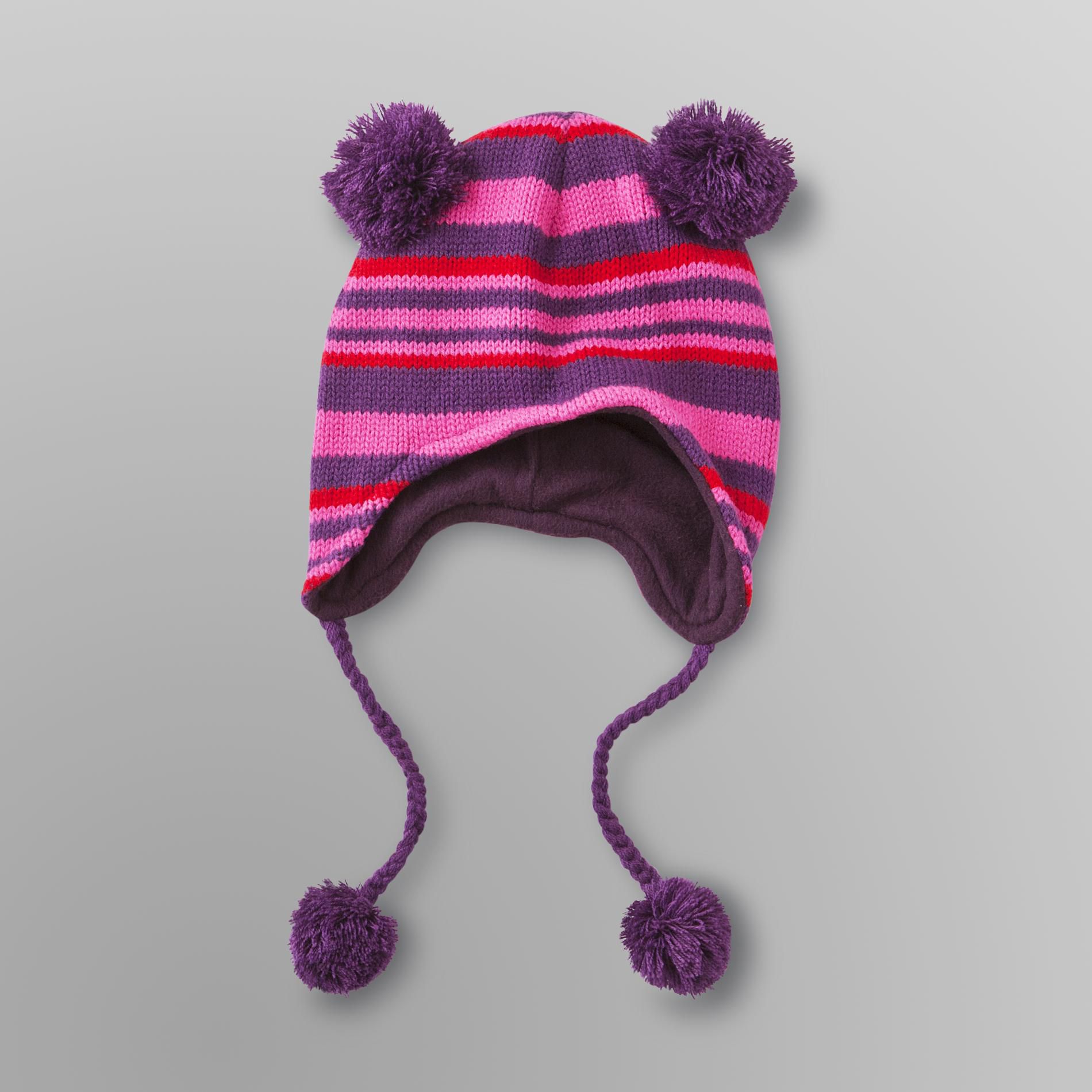 Joe Boxer Girl's Pompom Knit Hat - Striped