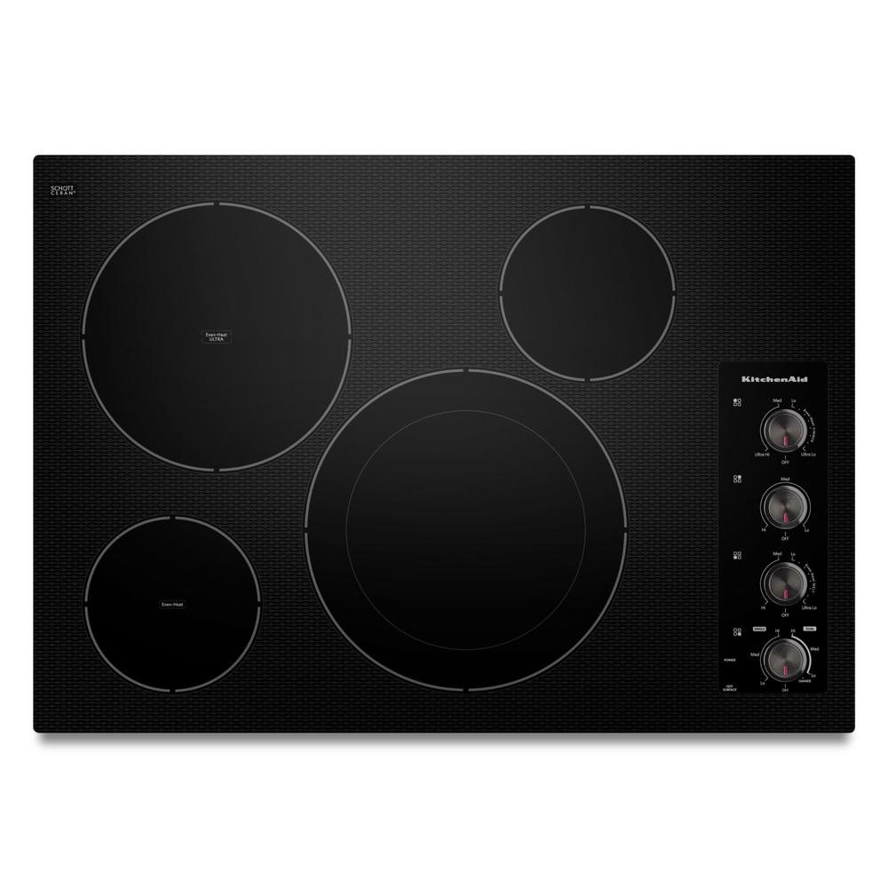 KitchenAid KECC604BBL  4-Element Electric 30&#8221; Cooktop with Even-Heat Technology &#8211; Black