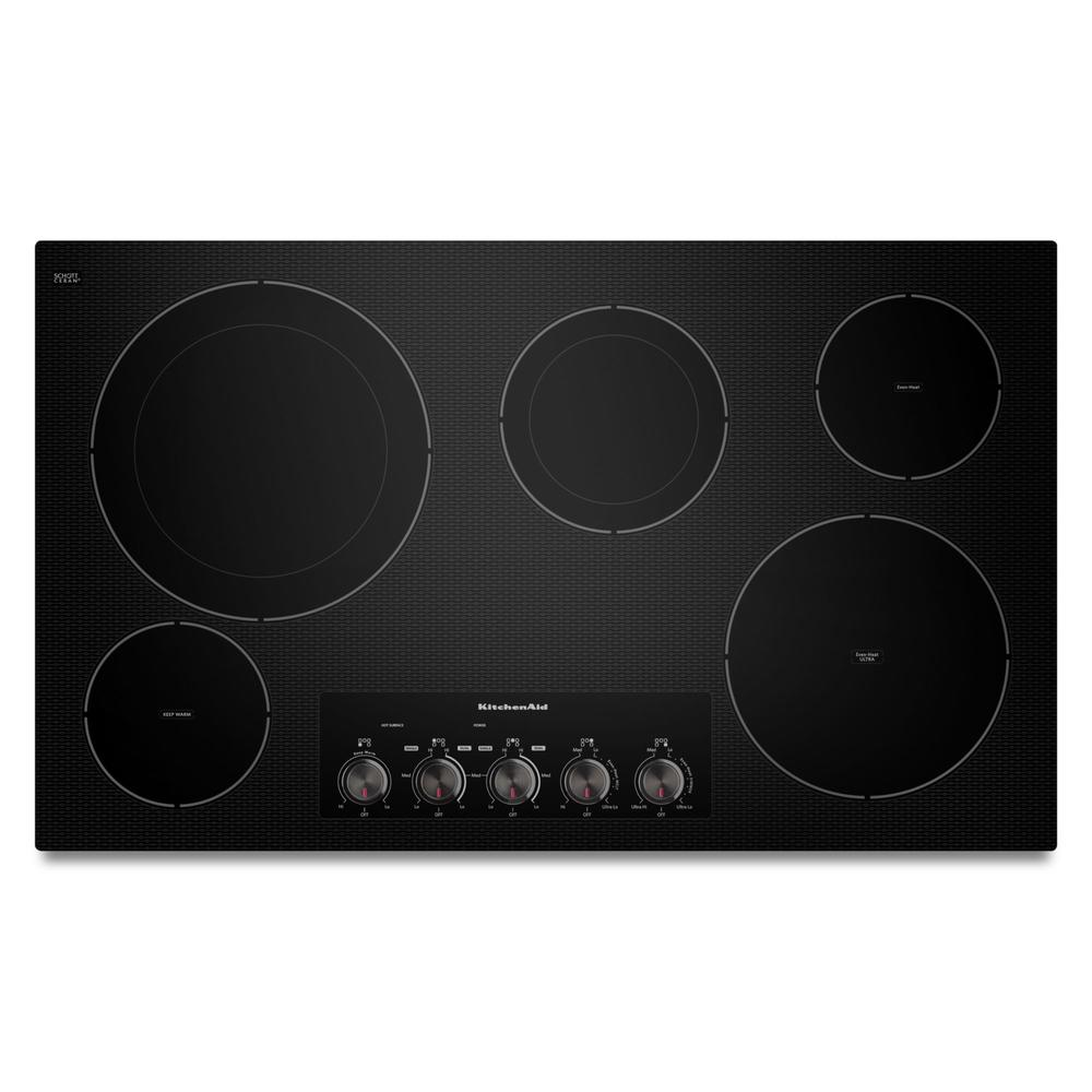KitchenAid KECC664BBL  36" 5-Element Electric Cooktop with Even-Heat&trade; Technology - Black