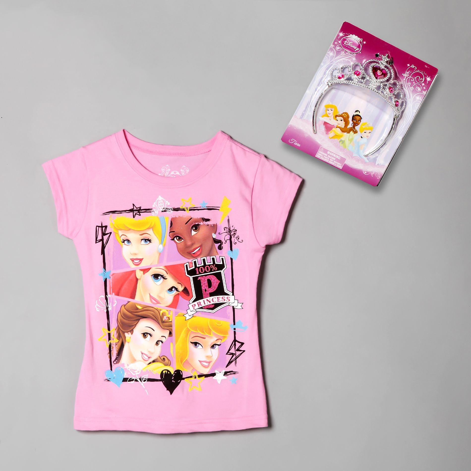 Disney Girl&#8217;s T-Shirt Princess with Tiara