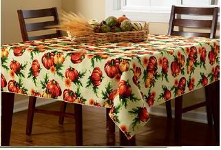 Essential Home Harvest Pumpkin Fabric Tablecloth