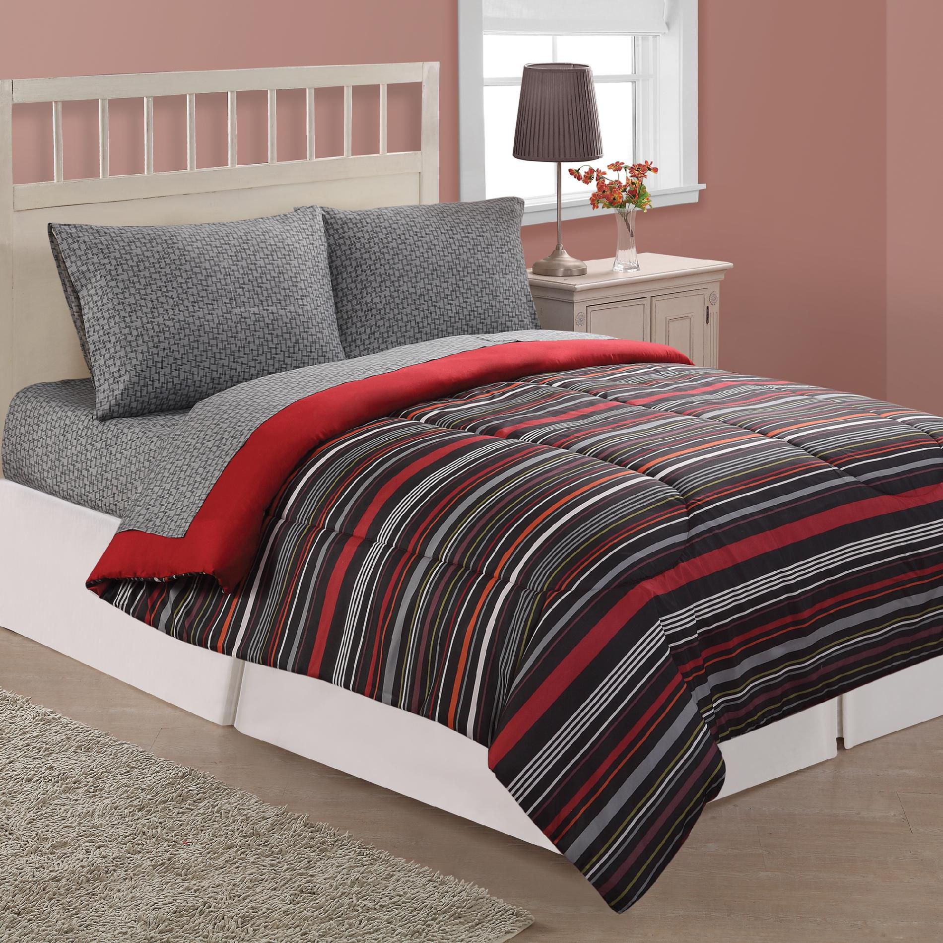 Essential Home East Side Stripe Microfiber Comforter