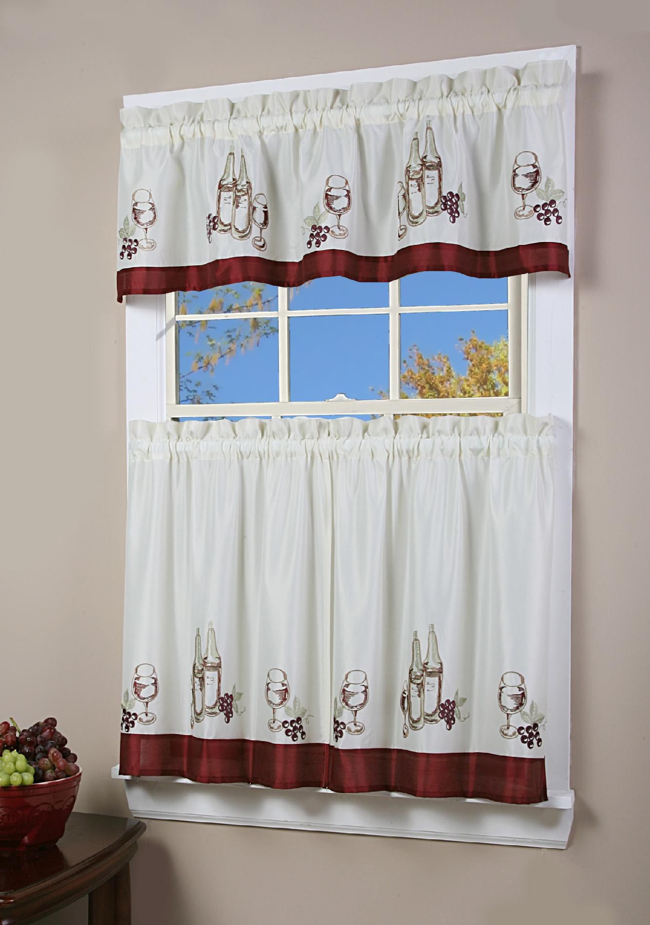 Simply Window Vino Kitchen Curtain Tier Pair