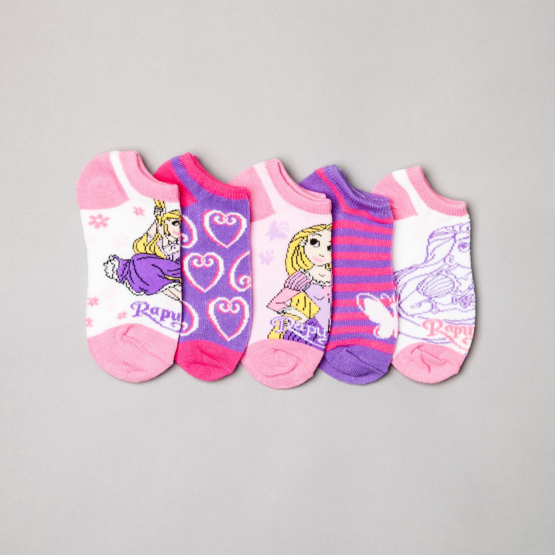 Disney Girl&#8217;s Socks Tangled 5-pack No-show