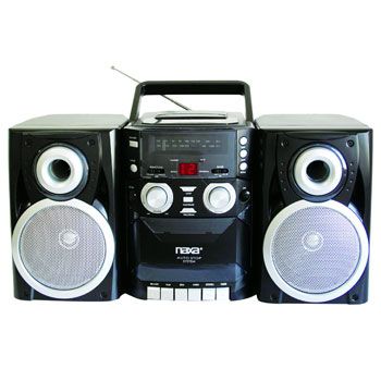 Naxa 97076728M Portable CD Player with AM/FM Stereo Radio Cassette Player/Recorder & Twin Detachable Speakers, Black Naxa 97076728M Portable CD Player with AM/FM Stereo Radio Cassette Player/Recorder & Twin Detachable Speakers, Black