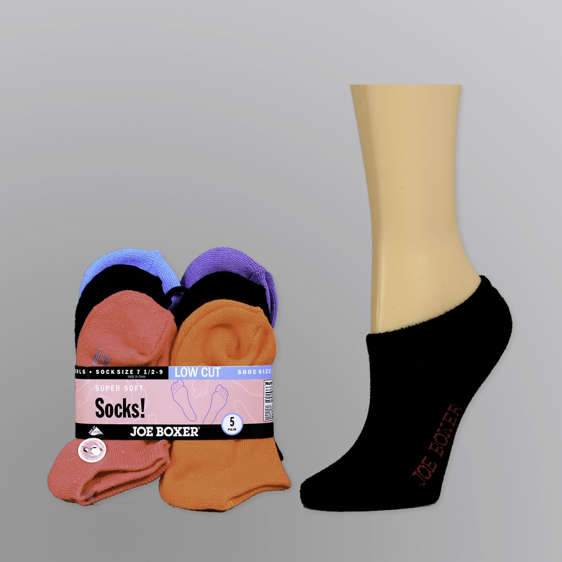 Joe Boxer Girl&#8217;s Socks 5pk Low Cut Super Soft Multicolored