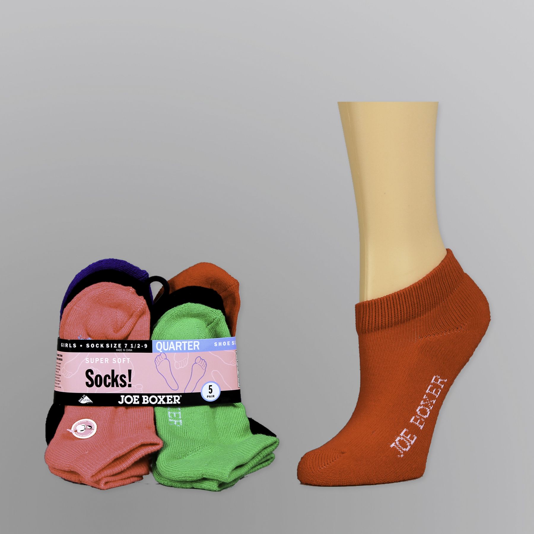 Joe Boxer Girl&#8217;s Socks 5pk Quarter Super Soft Multicolored