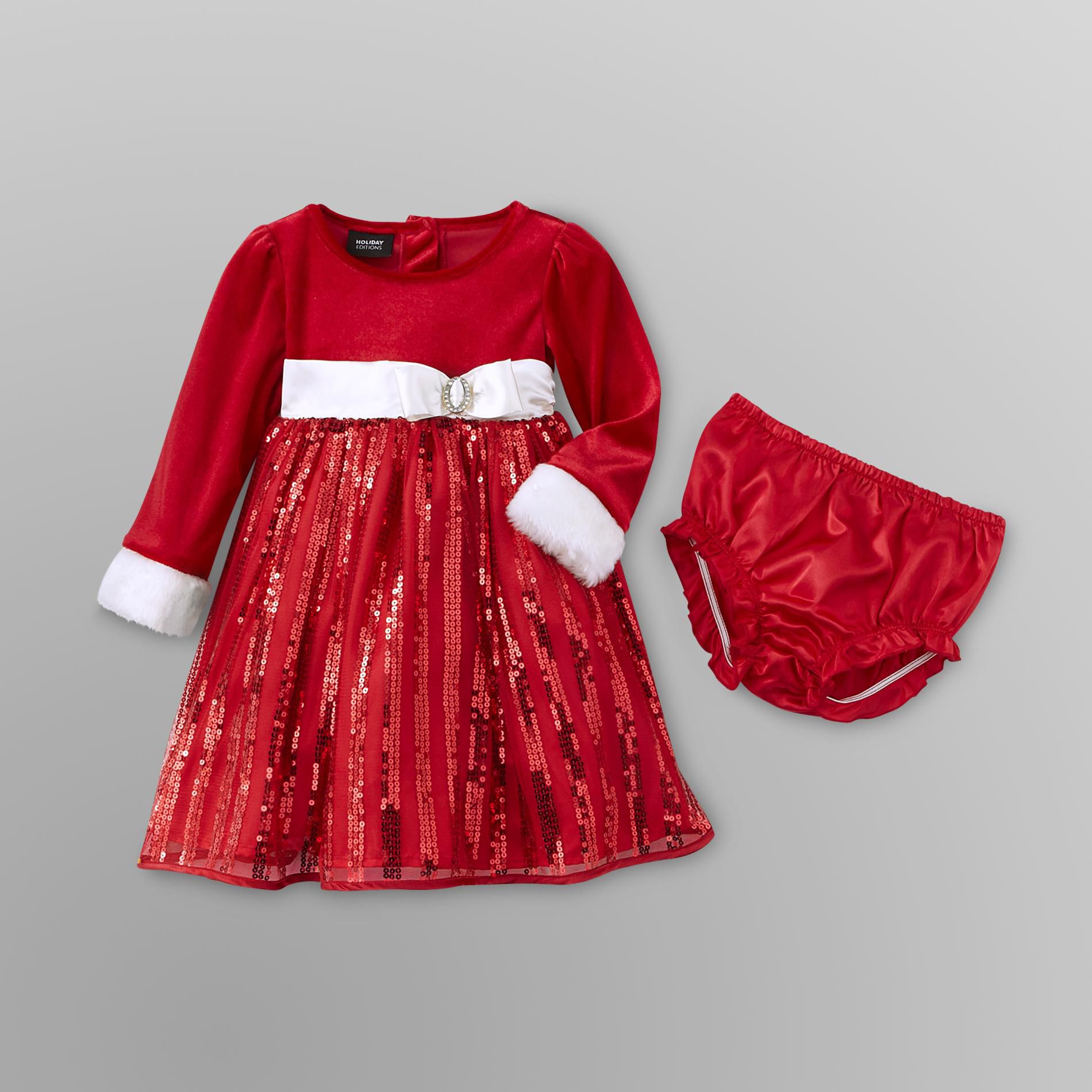Holiday Editions Infant & Toddler Girl's Velour Dress - Faux Fur & Sequin