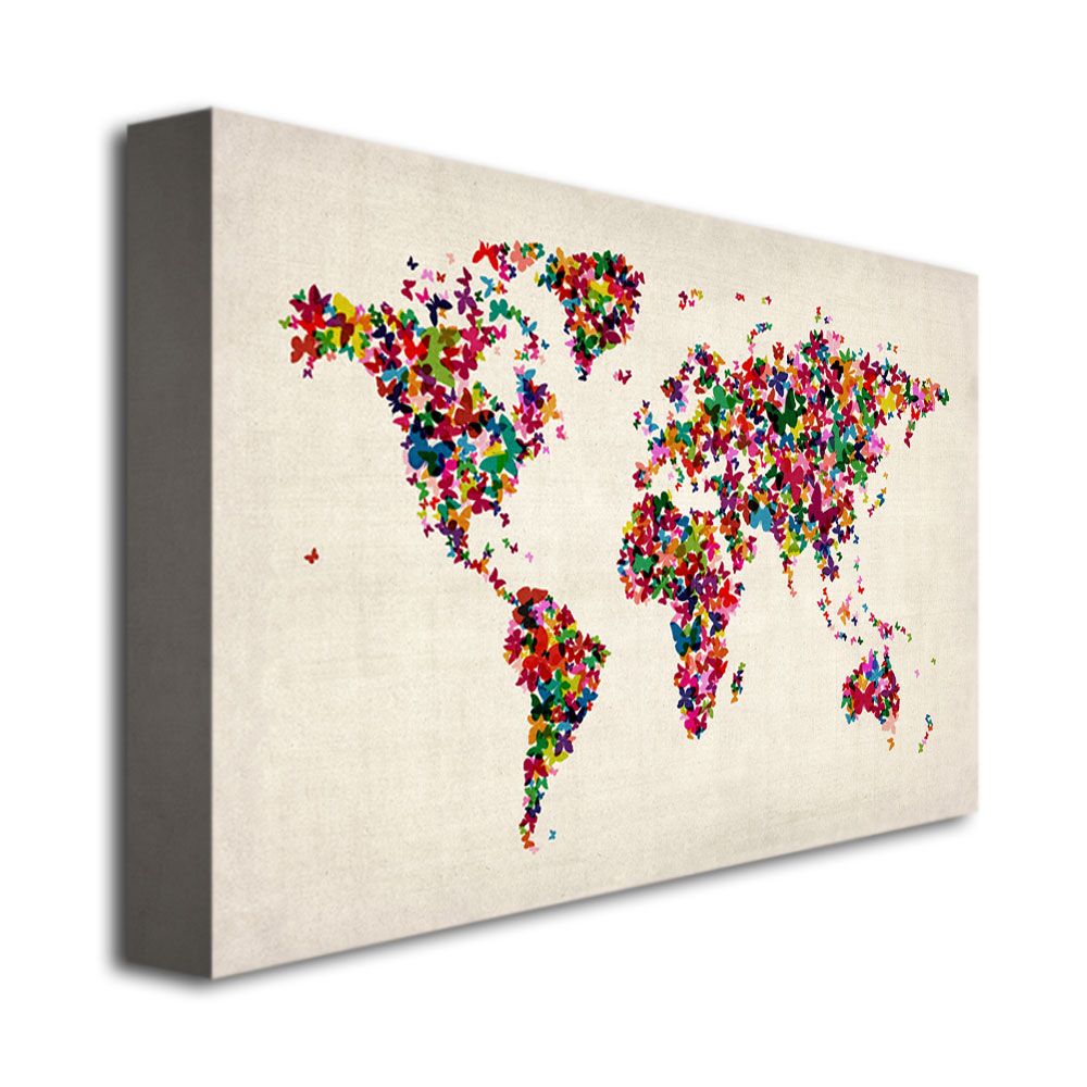 Trademark Global Michael Tompsett 'Butterflies World Map' Canvas Art