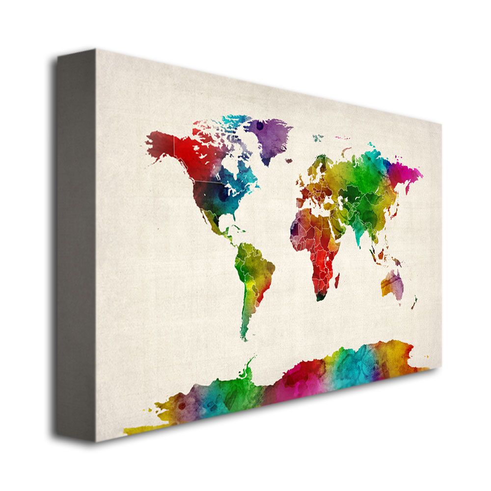 Trademark Global Michael Tompsett 'Watercolor World Map II' Canvas Art