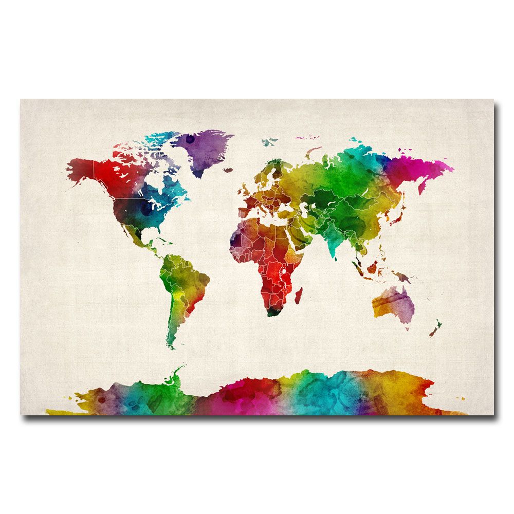 Trademark Global Michael Tompsett 'Watercolor World Map II' Canvas Art