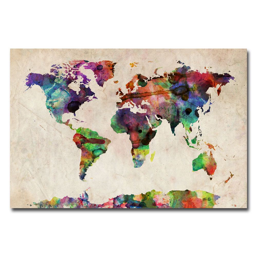Trademark Global Michael Tompsett 'Urban Watercolor World Map' Canvas Art