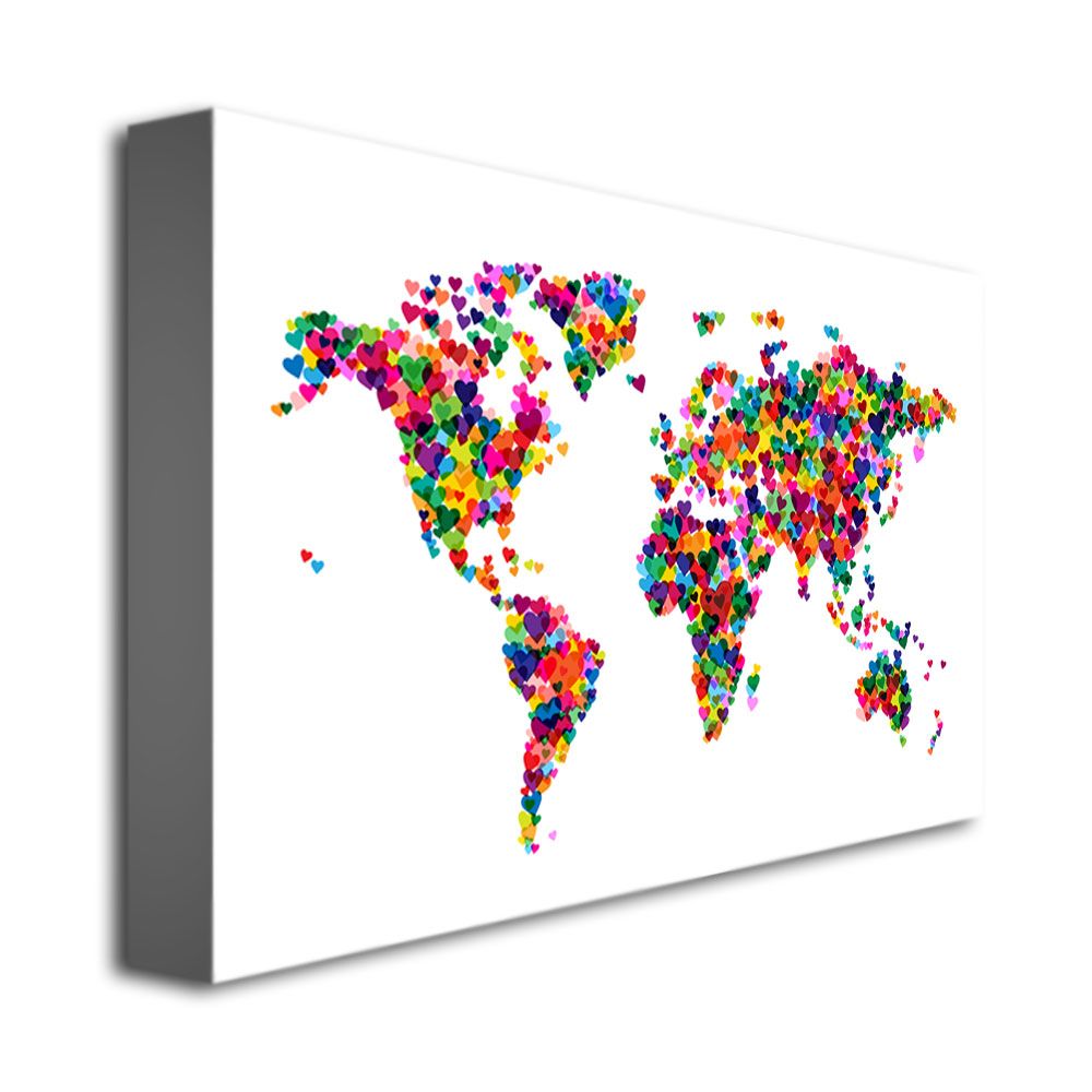 Trademark Global Michael Tompsett 'Love & Hearts World Map' Canvas Art