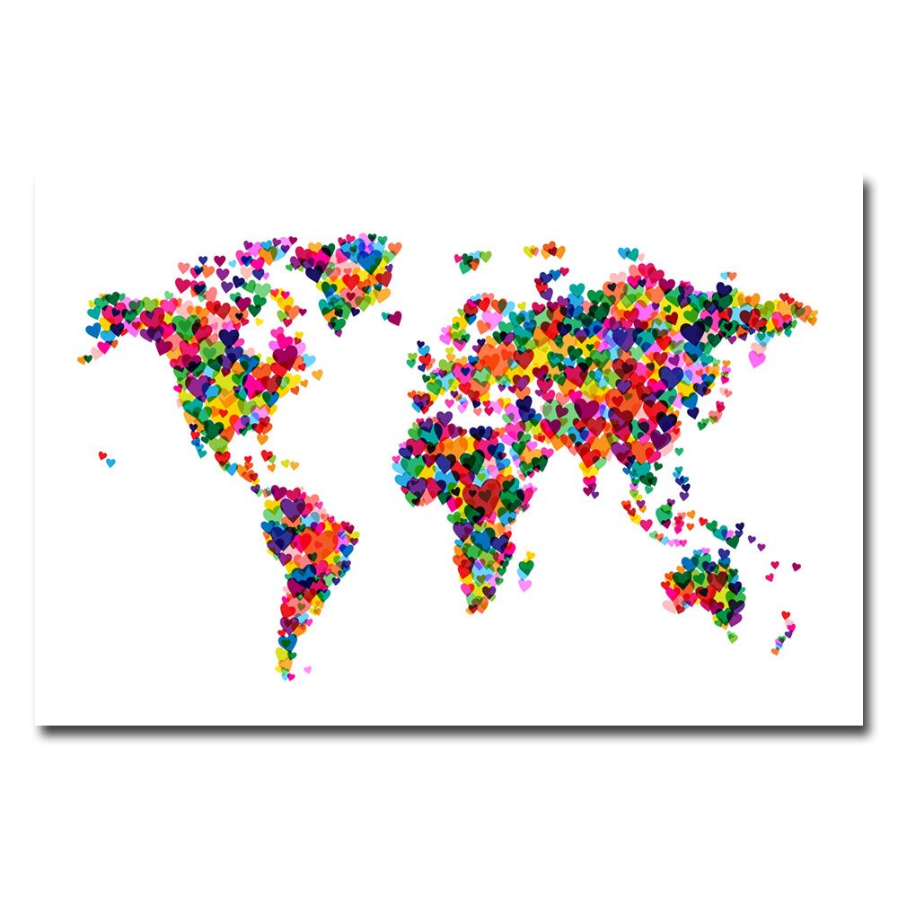 Trademark Global Michael Tompsett 'Love & Hearts World Map' Canvas Art