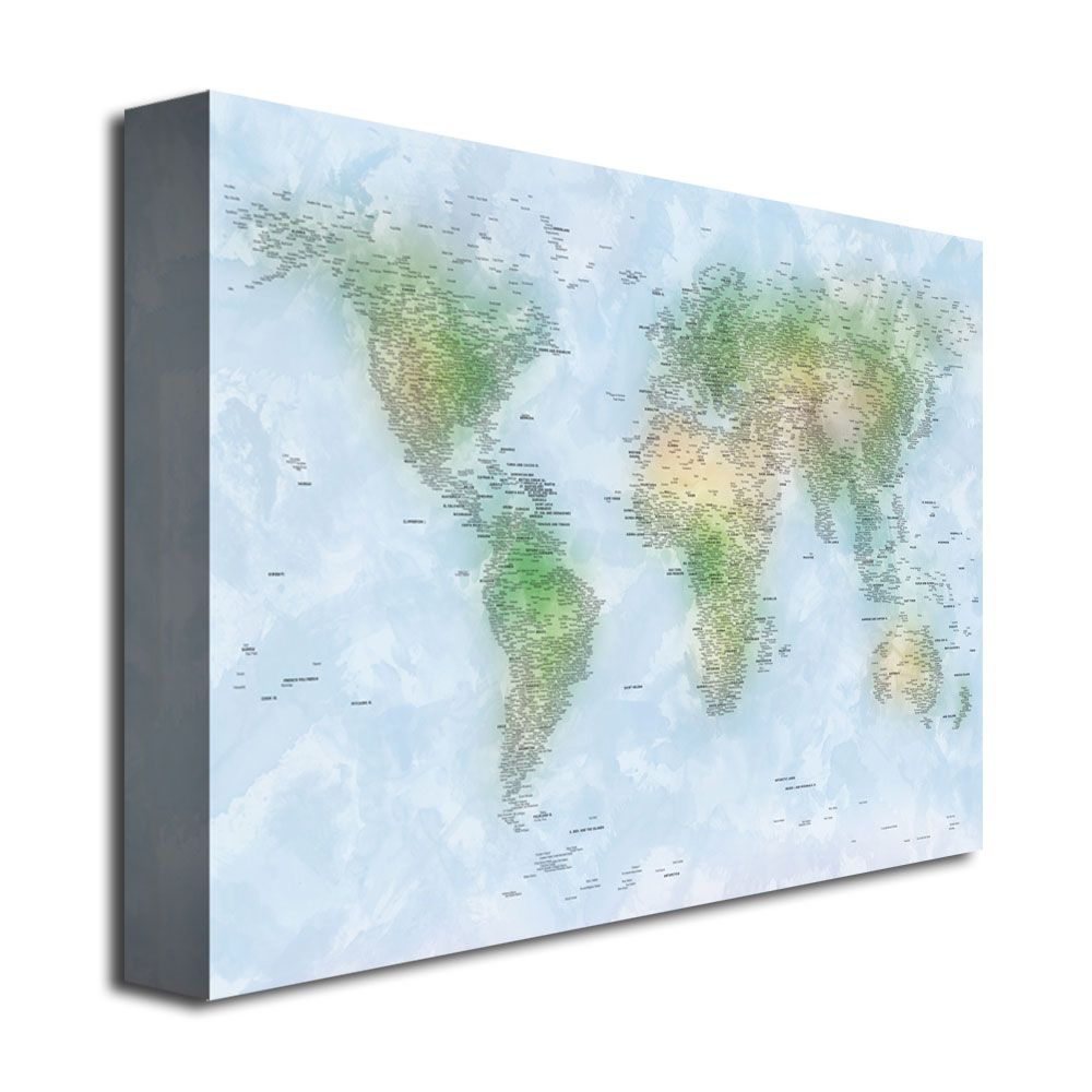 Trademark Global Michael Tompsett 'Watercolor Cities World Map' Canvas Art