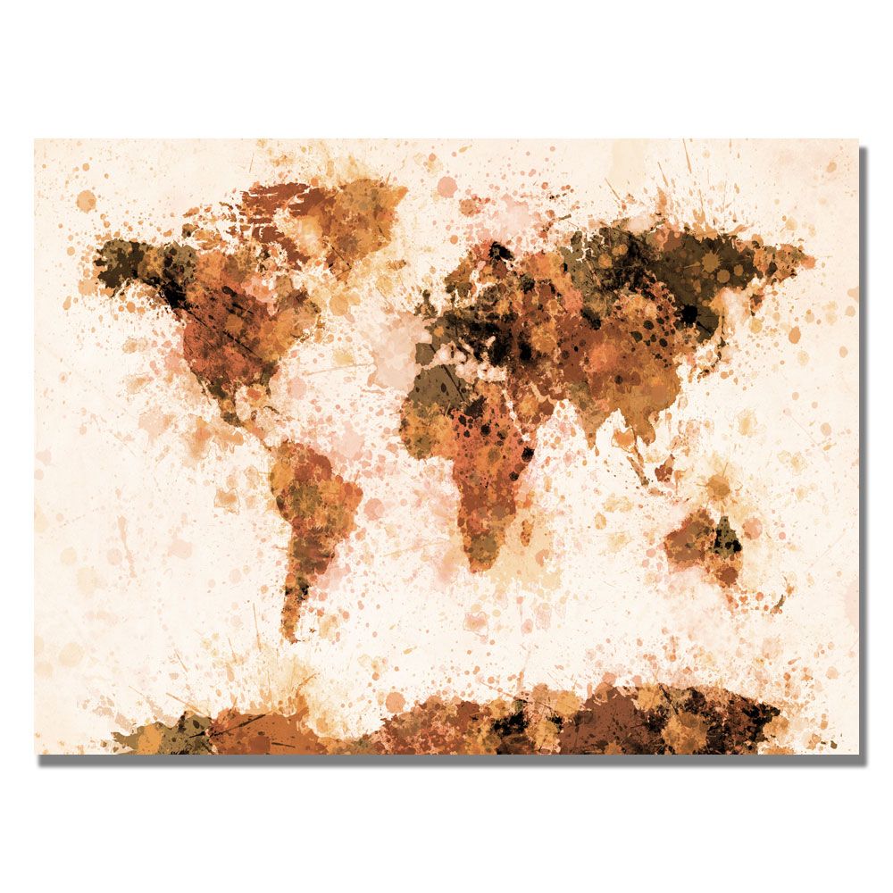 Trademark Global Michael Tompsett 'Bronze Paint Splash World Map' Canvas Art