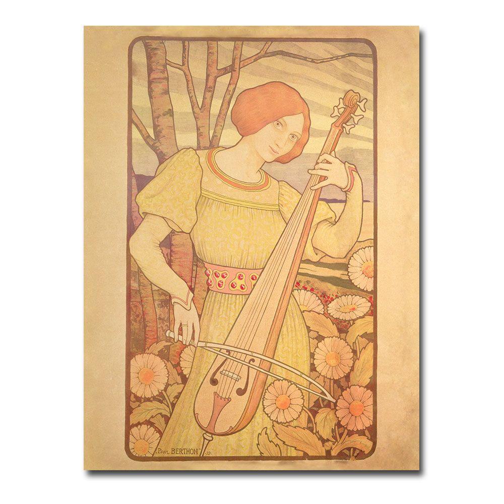 Trademark Global 35x47 inches Paul Brethon "Young Woman with Lute  1872"