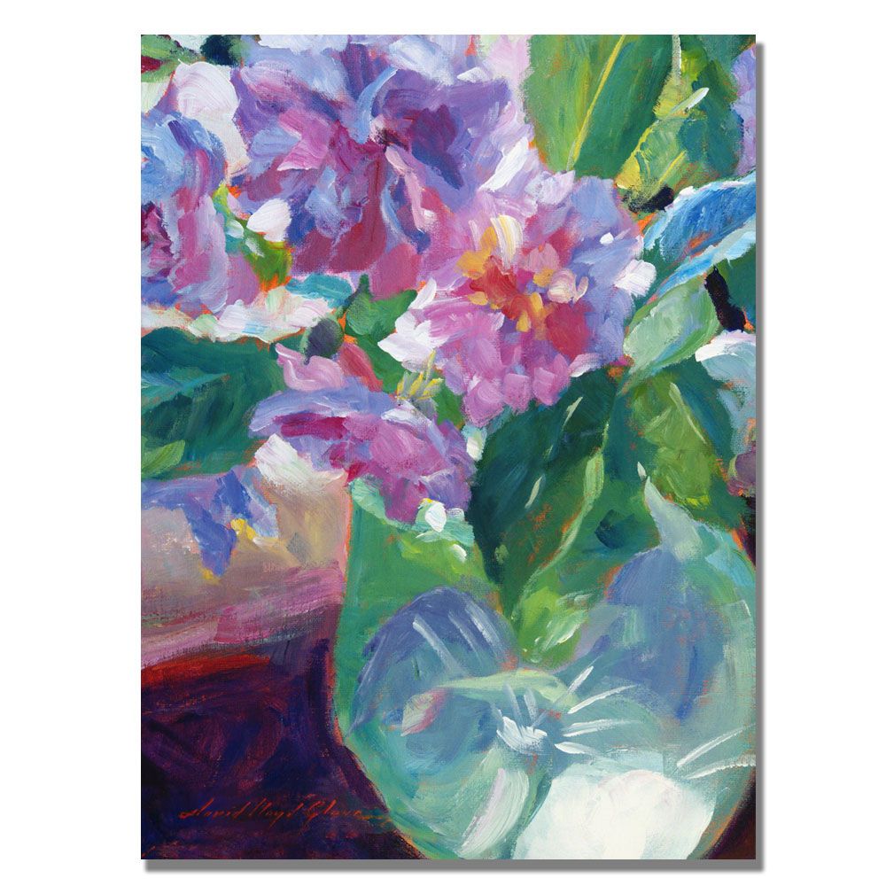 Trademark Global David Lloyd Glover 'Pink Flowers in Green Vase' Canvas Art