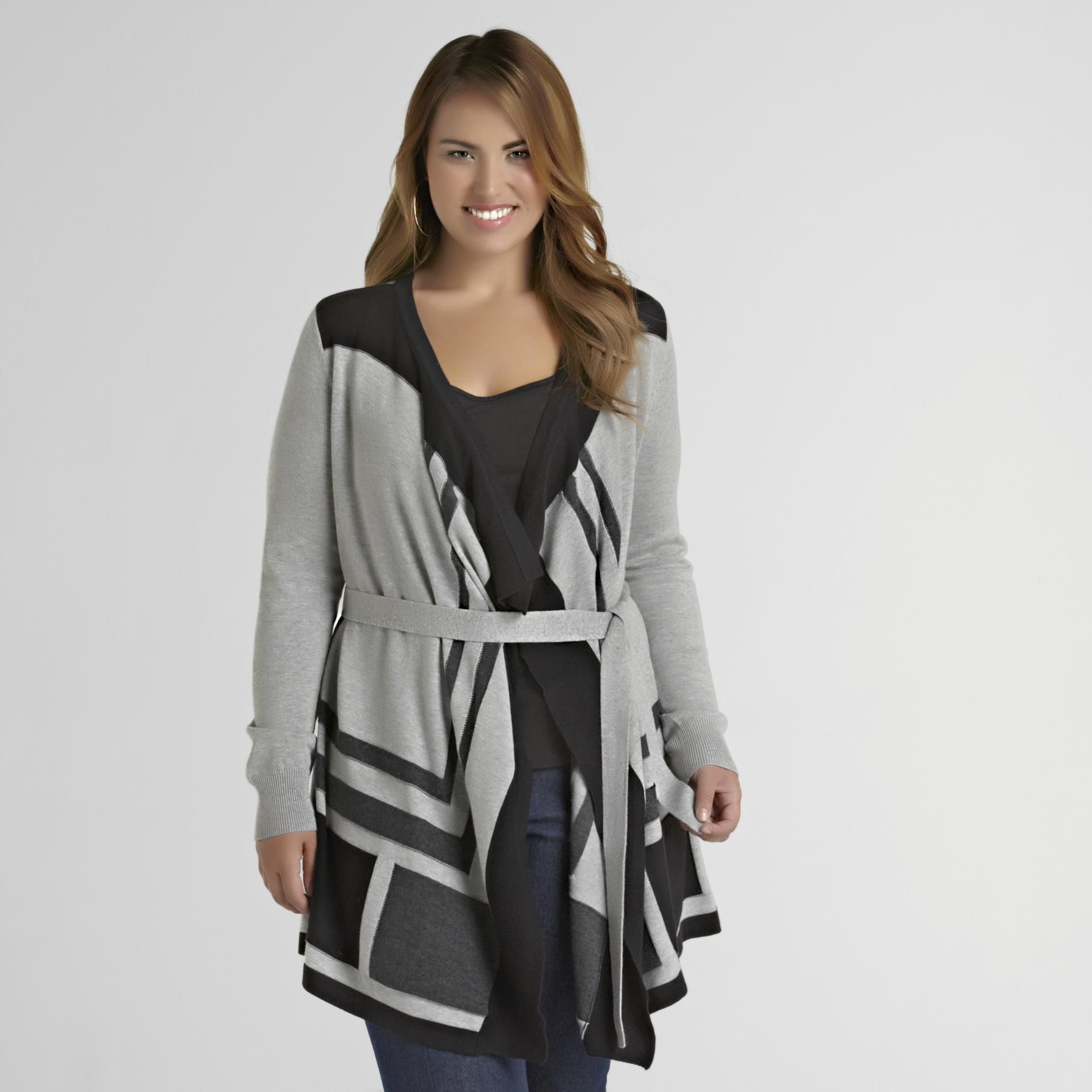 Love Your Style, Love Your Size Women's Plus Cascade Front Cardigan