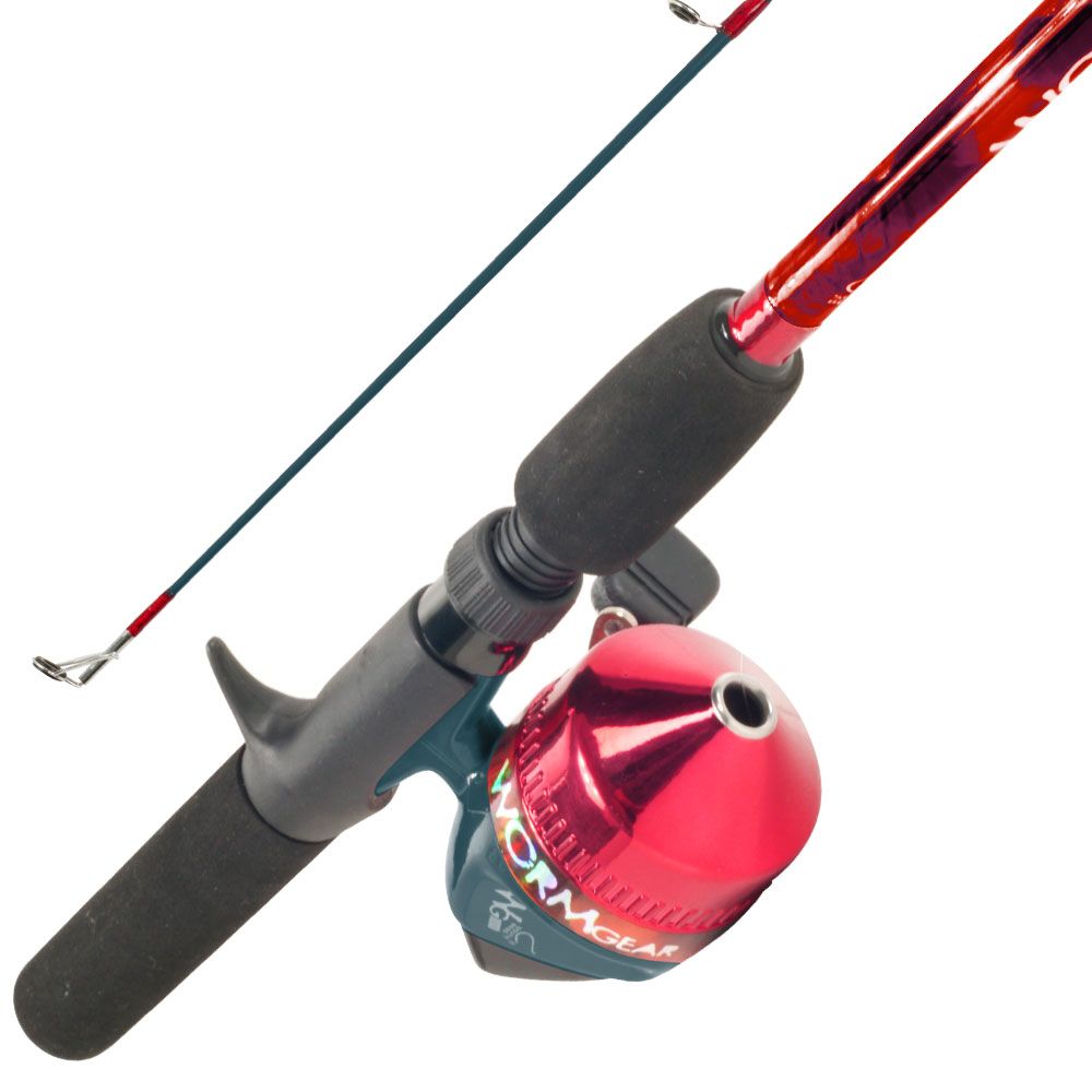 South Bend Worm Gear Fishing Rod & Spincast Reel Combo-Red