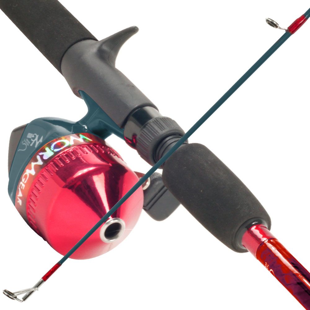 South Bend Worm Gear Fishing Rod & Spincast Reel Combo-Red