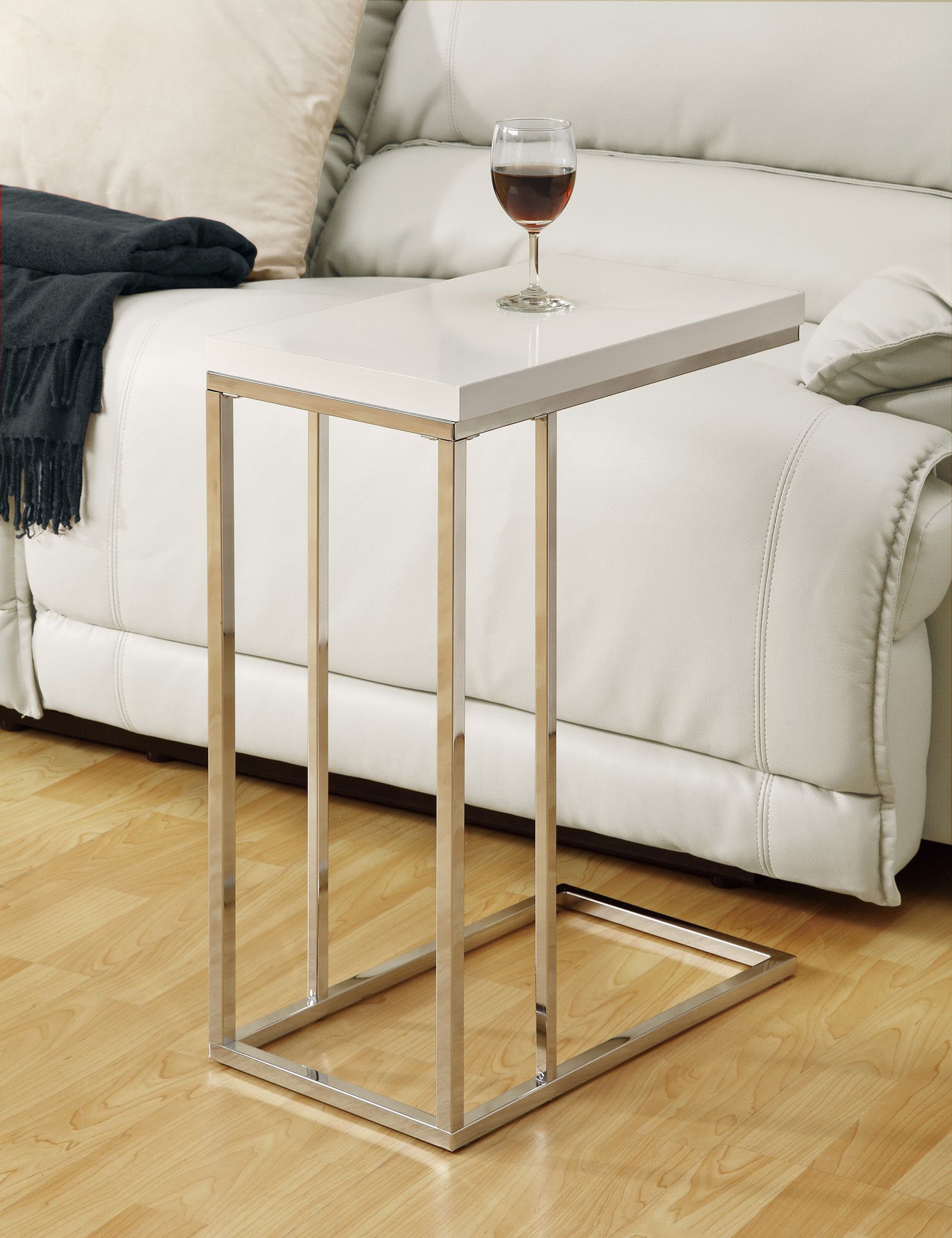 Monarch Specialties ACCENT TABLE - GLOSSY WHITE WITH CHROME METAL