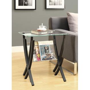 Monarch Specialties ACCENT TABLE CAPPUCCINO BENTWOOD WITH TEMPERED GLASS