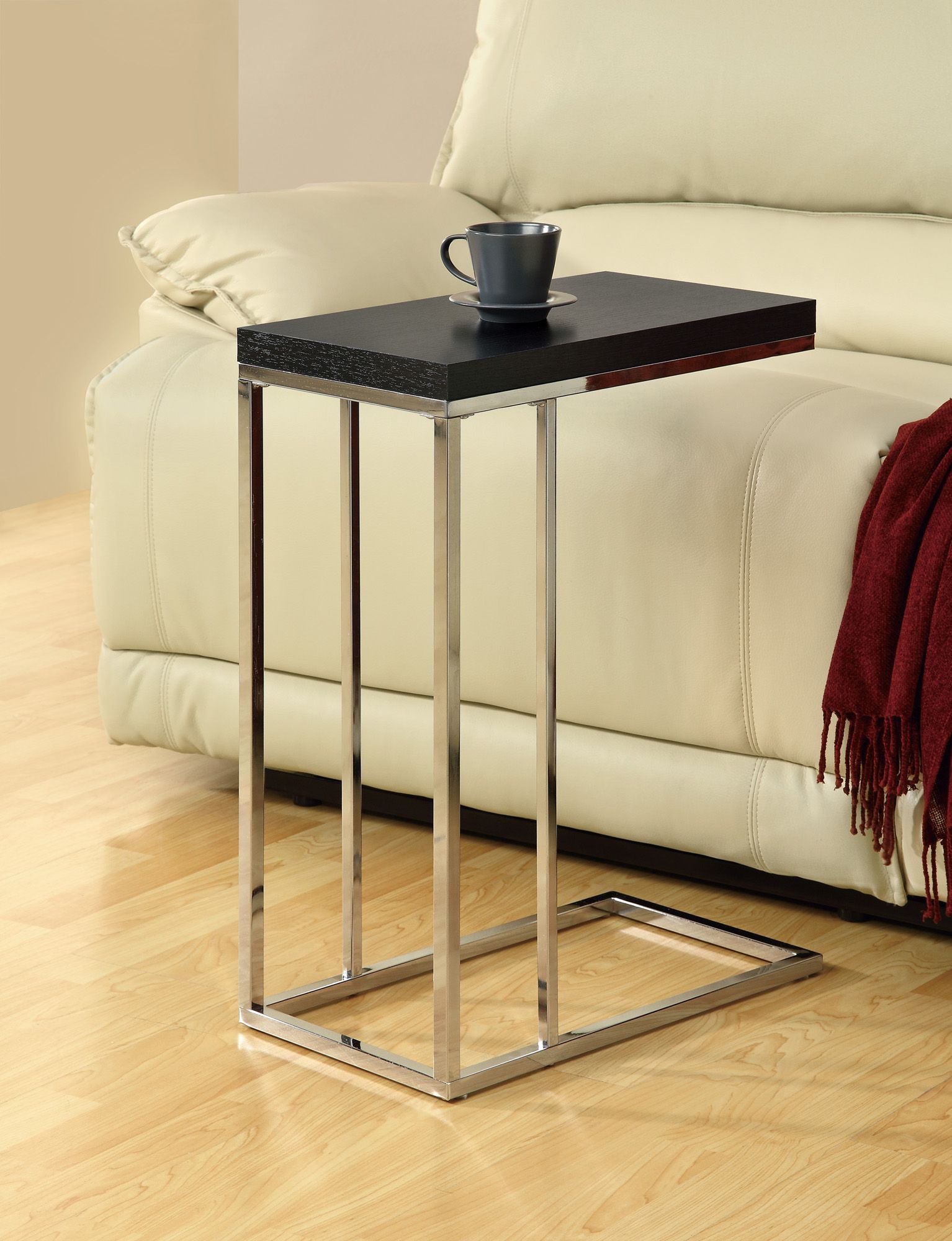 Monarch Specialties ACCENT TABLE - CAPPUCCINO WITH CHROME METAL