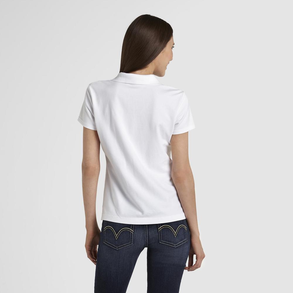Basic Editions Women's Plus Pique Polo Shirt Solid