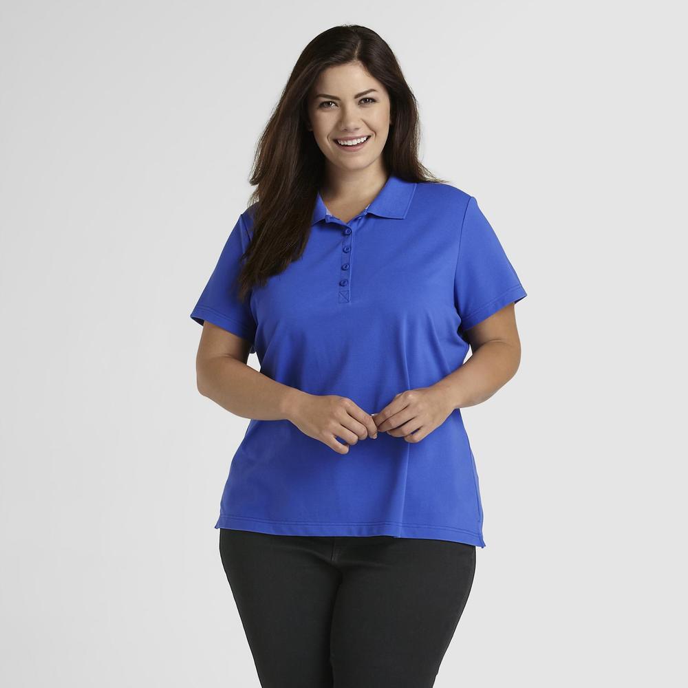 Basic Editions Women's Plus Pique Polo Shirt- Solid