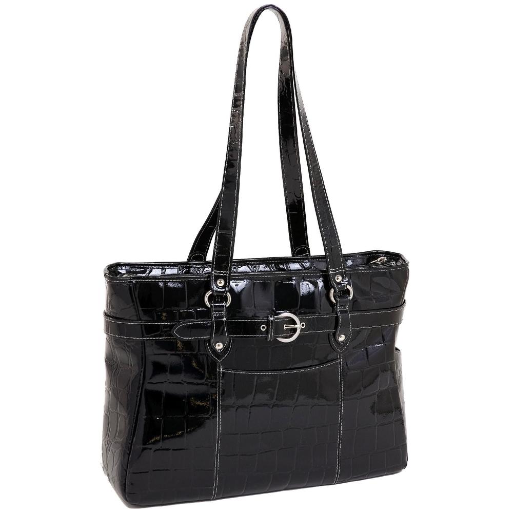 Siamod Serra 35265 Black Leather Ladies&#8217; Laptop Tote