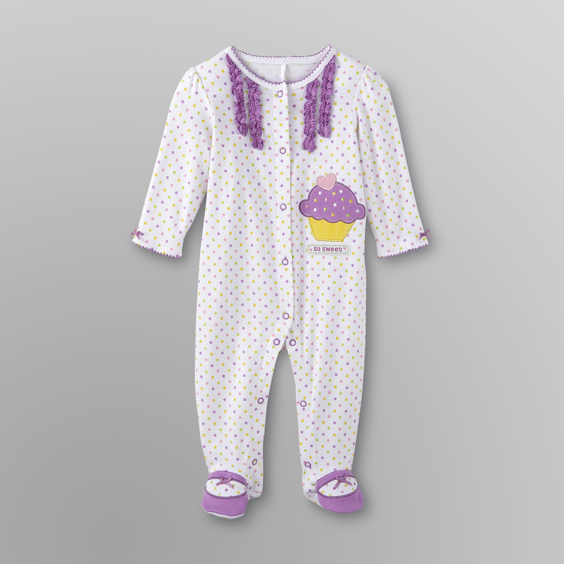 Little Wonders Infant Girl's Footed Pajamas - Cupcake