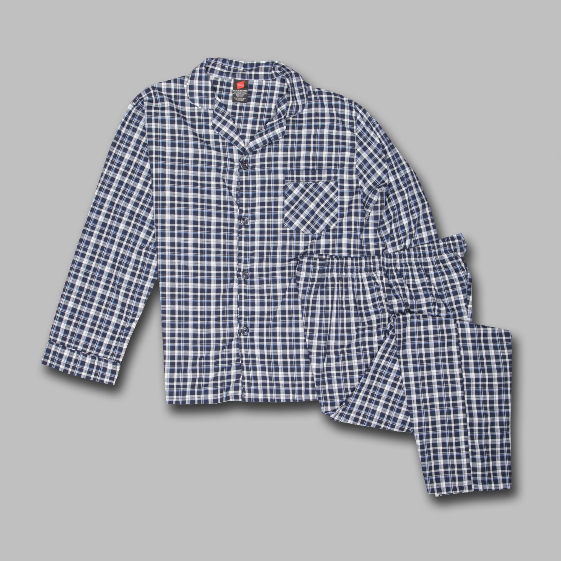 Hanes Men’s Pajama Set Woven Long Sleeve – Blue Plaid, Size: Large Hanes Men’s Pajama Set Woven Long Sleeve – Blue Plaid, Size: Large