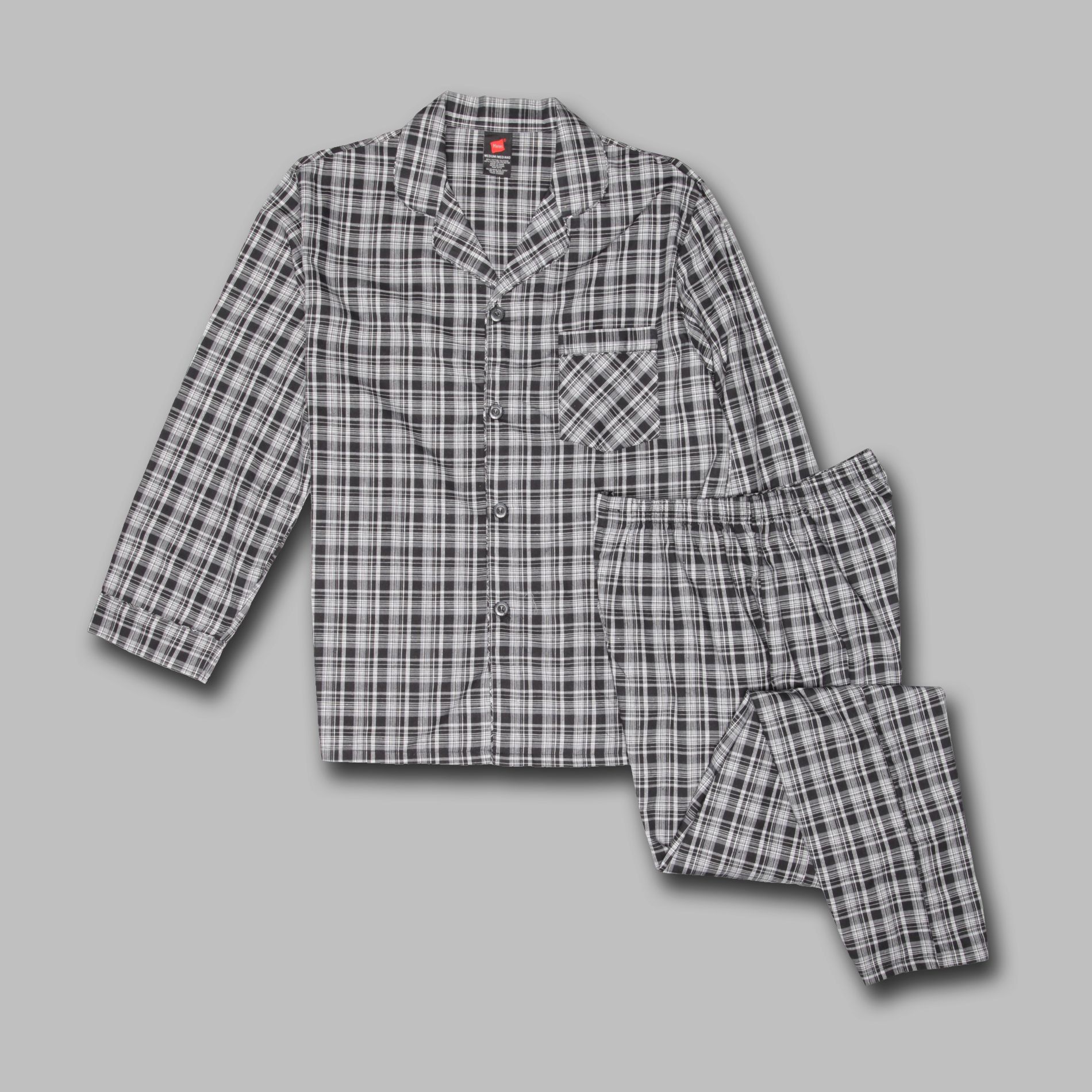 Hanes Men’s Pajama Set Woven Long Sleeve – Black Plaid, Size: Large Hanes Men’s Pajama Set Woven Long Sleeve – Black Plaid, Size: Large