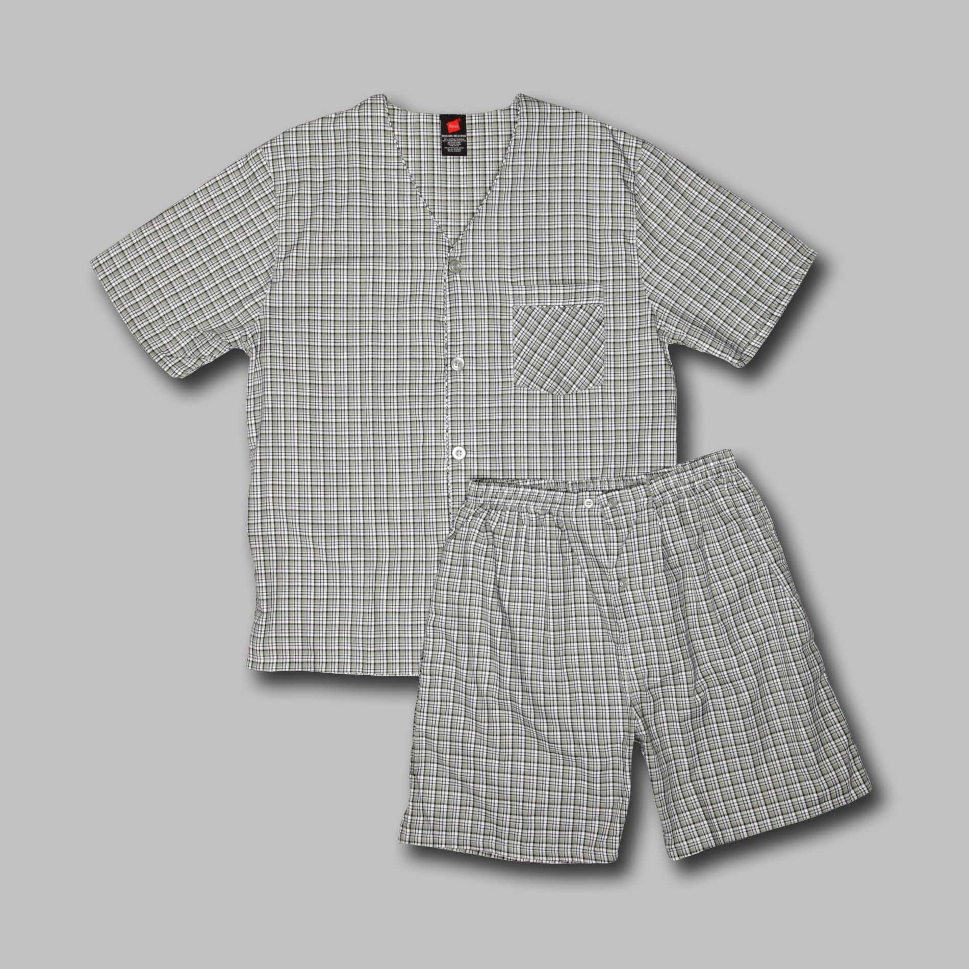 petite Hanes Men’s Pajama Set Woven Short Sleeve – Green Plaid, Size: Medium petite Hanes Men’s Pajama Set Woven Short Sleeve – Green Plaid, Size: Medium