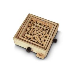 sterling games 25 waypoint wooden labyrinth 7.5" x 7.5" travel size marble ball tilt maze wood game for 6 years old and up