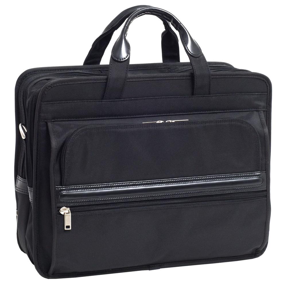 McKlein&reg; Elston 56485 black nylon double compartment laptop case