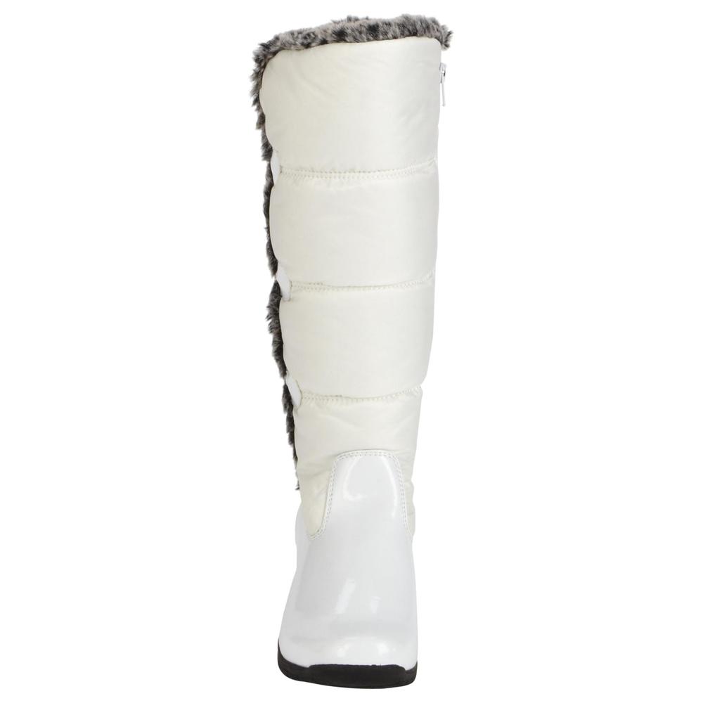 Khombu Women's Winter Boot Snow Puff Button - White