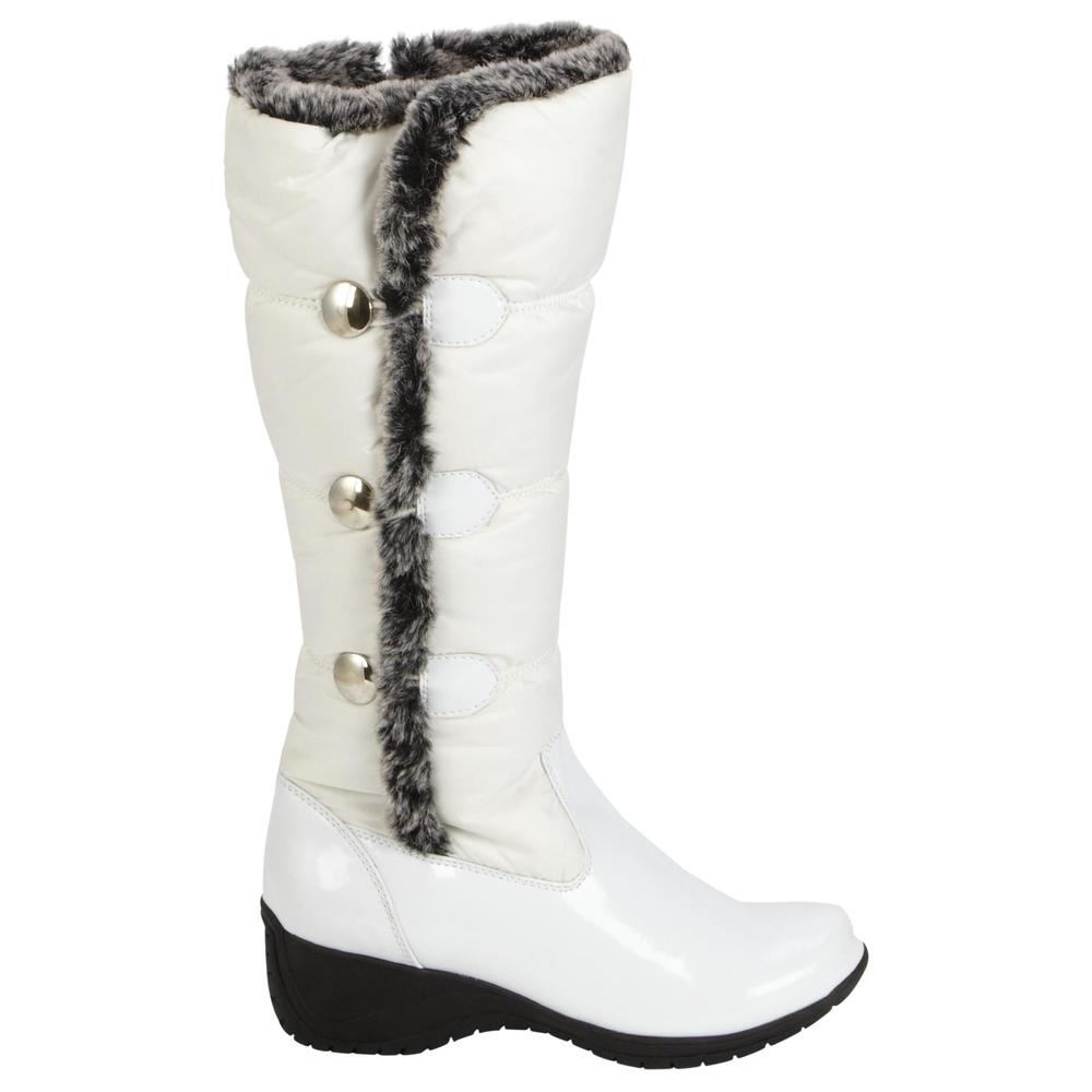 Khombu Women's Winter Boot Snow Puff Button - White