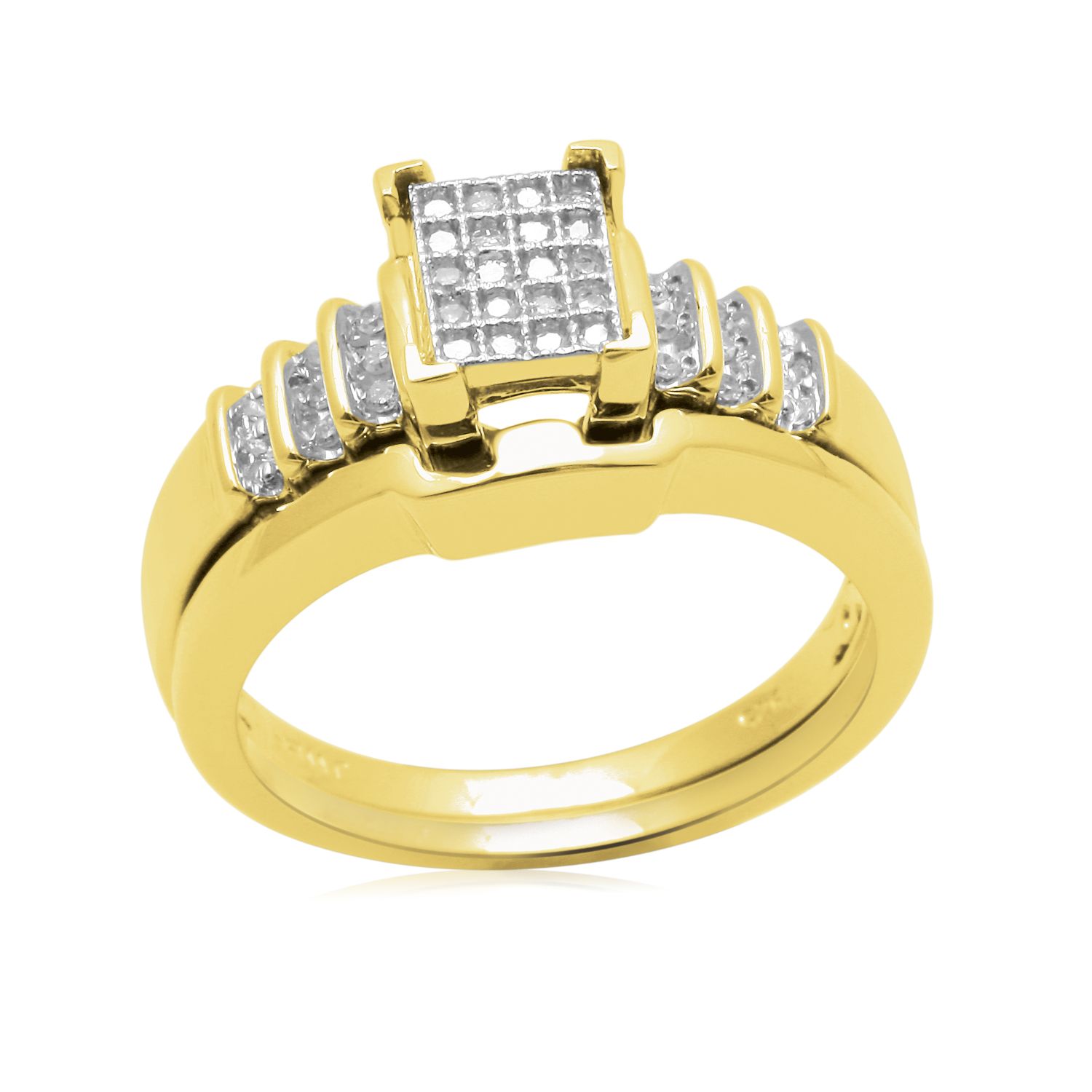 Eternal Treasures Gold over SIlver 1/7ct princess diamond  Promise Ring